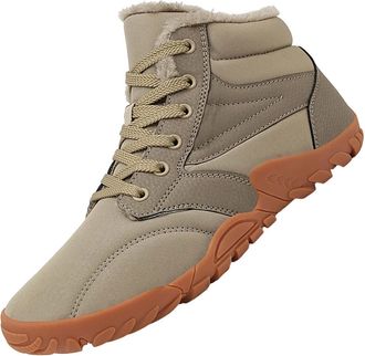 Generic Couple Boots Fashion Casual Sneakers Breathable Flat Casual Shoes Womens Boots Winter Padded Warm Mens Boots Winter Walking Shoes Men (Khaki, 8.5)