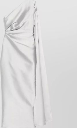 Solace London satin one-shoulder cape maxi gown