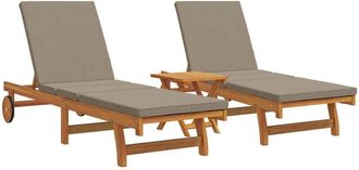 vidaXL Sun Lounger 3 pcs Brown 40 x 40 x 40cm Solid Acacia wood vidaXL
