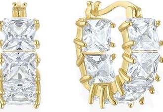 BEN ONI Square Cut Cubic Zirconia Huggie Hoops in Gold at Nordstrom