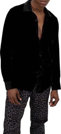Lords of Harlech Charles Flat Front Chino Printed Pant in Leopard Black at Nordstrom, Size 34 X 34