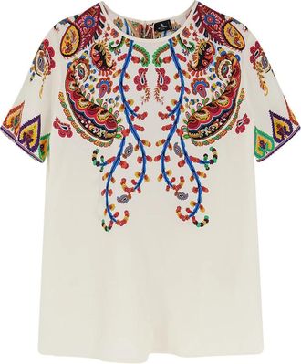 Etro Zijde T-shirt met print - Dames - T-shirts - Veelkleurig - S - Tops