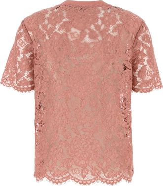 Dolce & Gabbana Womens Lace Blouse Pink Viscose Cotton Nylon