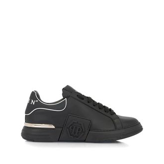 Philipp Plein Sneakers, male, Black, Size: 11 US Nappa Leather Lo-Top Sneakers Skull