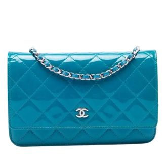 Chanel Pre-owned Wallet on Chain - Dames - Pre-owned - Blauw - Maat: ONE Size Leer