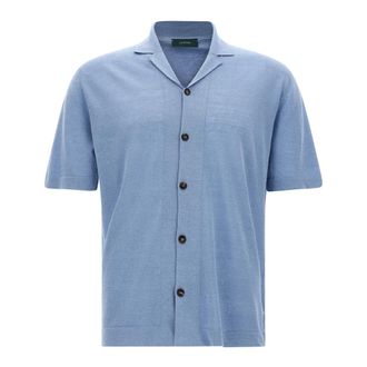 Zanone Heren, Overhemden, Blauw, Maat: 2XL Linnen