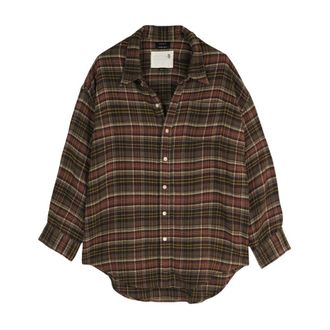 R13 Drop Neck Shirt - Dames - Blouses & Shirts - Bruin - Maat: 2XS Katoen