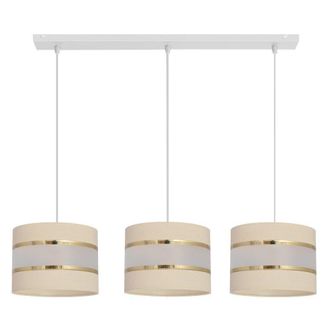 Netlighting Helen Straight Bar Pendant Ceiling Light Ecru Gold White 65cm in Beige