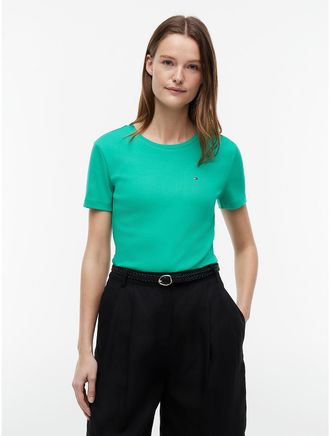 Tommy Hilfiger Womens Crewneck Favorite T-Shirt - Cosmic Green - XXS