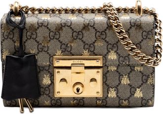 Gucci Pre-owned Gucci Small GG Supreme Bee Padlock Crossbody Ladies 92NC0GXFFAOW0GLC