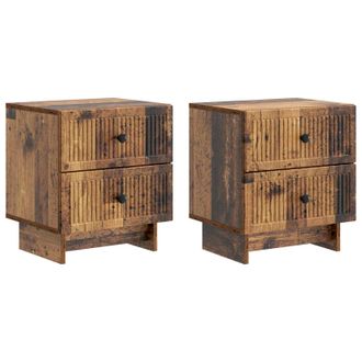 vidaXL Armario De Noche 2 Pcs Madera Envejecida 43 X 34,5 X 47,5 Cm Vidaxl
