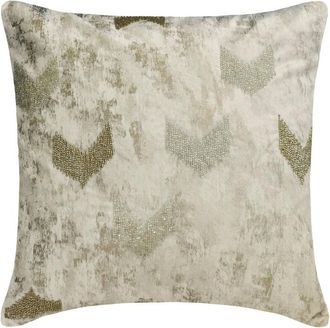 OEM Funda De Coj&iacute;n De Dise&ntilde;o Personalizado, Almohada Decorativa Jacquard De 20 X 20 Pulgadas En Color Marfil Con Detalles De Cuentas Y Estampado Abstracto