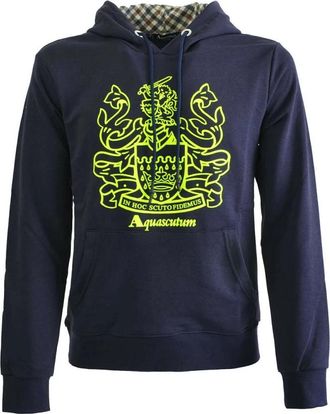 Aquascutum Hooded Sweatshirt - Heren - Hoodies - Blauw - 2XL - Katoen - Hoodies & sweatvesten