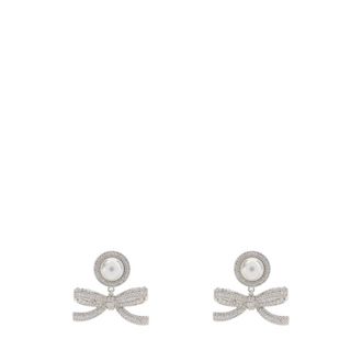 Self Portrait Crystal Pearl Drop Earrings - female - Self Portrait - Earrings - Gray - ONE SIZE - Accessories