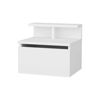 Dmora Mesa De Noche Sadr, C&oacute;moda Baja, Mesilla De Noche, Estante De La Cama, 40x32h35 Cm, Blanco, Con Embalaje Reforzado - Dmora