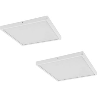 Loops 2 PACK Wall / Ceiling Light White 400mm Square Surface Mounted 25W LED 3000K