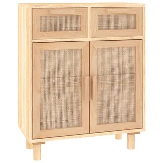 vidaXL Vidaxl - Aparador Marr&oacute;n Madera Pino Maciza Y Rat&aacute;n Natural 60x30x75 Cm
