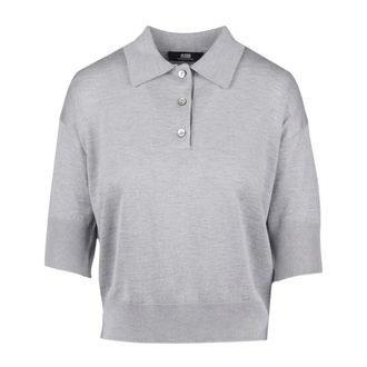 Alpha Studio Polo Shirts, female, Gray, Size: L Polo Cropped