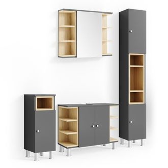 Vicco Conjunto De Muebles De Ba&ntilde;o Aquis, Antracita, 4 Piezas