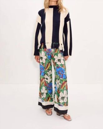 Simon Miller Faye Tassel Sweater In Navy/cream
