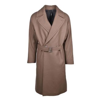 Hev&ograve; Cappotto destrutturato - Heren - Jas met riem - Bruin - M - Jassen
