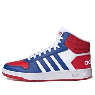 adidas Hoops 2.0 Mid White Blue Red FY8472