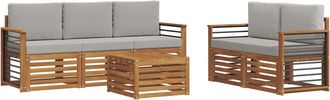 vidaXL Conjunto De Sof&aacute;s De Exterior 6 Uds. Natural Y Gris Claro Vidaxl