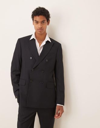 Mango Giacca da abito slim fit doppiopetto blu navy in coordinato