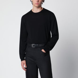 Roberto Collina Black wool crew-neck knit sweater