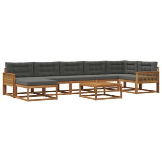 vidaXL Conjunto De Sof&aacute;s De Exterior 8 Pcs Natural Y Antracita Vidaxl