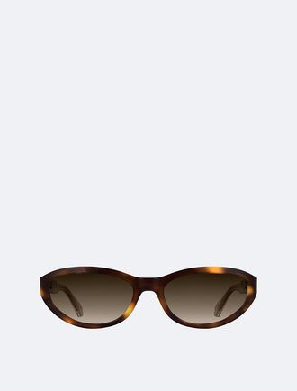 Calvin Klein Womens Acetate Cat Eye Sunglasses - Light/Pastel Brown - NS