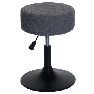 Hhg Hhg - Nunca Usado] Taburete 832, Taburete De Maquillaje, Giratorio Regulable En Altura &Oslash; 37cm Tejido Boucl&eacute; (450g/m&sup2;) Mvg, Gris Oscuro