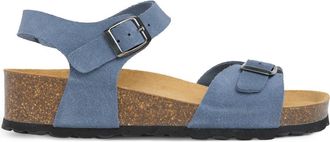 Celtic & Co. Low Wedge Double Buckle Suede Sandal in Cobalt at Nordstrom, Size 11