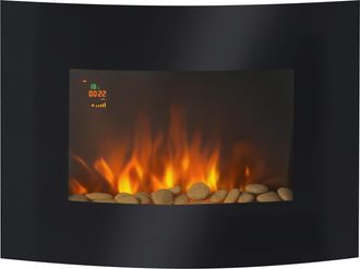HOMCOM Chimenea El&eacute;ctrica 900w/1800w Chimenea Decorativa De Pared Con Temperatura Ajustable Efecto Llamas Atmosf&eacute;ricas Y Mando A Distancia Para Sala 25-30 M&sup2;