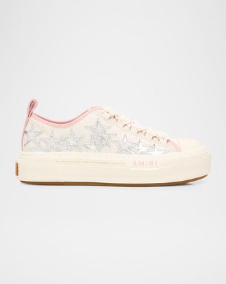 Amiri Metallic Stars Court Low Leather Low-Top Sneakers