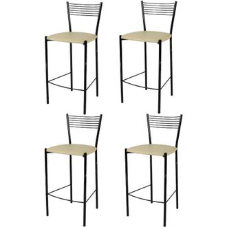 Tommychairs Tommychairs 2 Taburetes Elegance En Acero Gris Oscuro Asiento Polipiel Gris