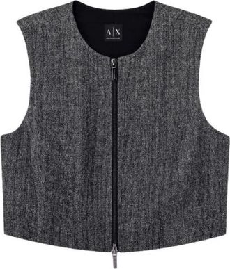 A|X Armani Exchange Jassen, Dames, Grijs, S, Wol, Slim Textured Zip Vest