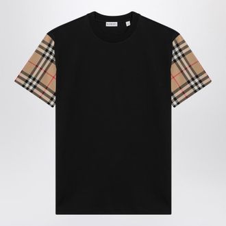 Burberry T-Shirt With Check Pattern Sleeves