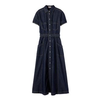 Oltre Kleedjes, Dames, Blauw, M, Denim, Denim Shirtdress