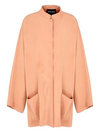 Giorgio Armani pocket-front coat - women - Polyester - 38 - Orange