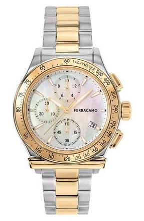 Ferragamo 1927 Chronograph Bracelet Watch, 38mm in Two Tone at Nordstrom Rack