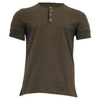 Tom Ford Marl Jersey Henley T-Shirt in Olive Green Cotton