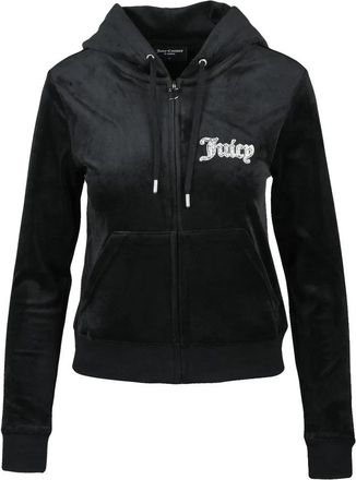 Juicy Couture Black Polyester Elastane Velour Sweatshirt
