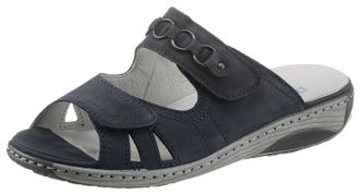 Waldl&auml;ufer Pantolette WALDL&Auml;UFER GARDA, Damen, Gr. 4,5 (37,5), blau (dunkelblau), Nubukleder, Schuhe Pantolette, Keilabsatz, Sommerschuh, Schlappen mit Schmuckap