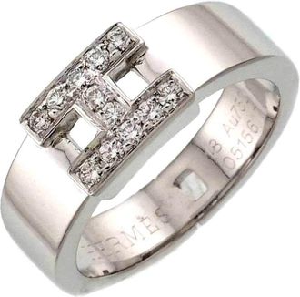 Herm&egrave;s White Gold White Gold (18K) Band Ring (Pre-Owned)