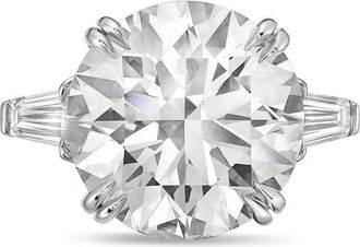 Diana M. Jewels Platinum 15ct lab grown round diamond ring with baguettes on the sides