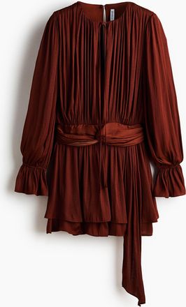 H&M Drapiertes Kleid mit Knotendetail - Rostrot