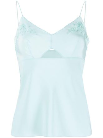 Alberta Ferretti floral-embroidered silk cami - women - Silk - 44 - Blue