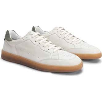 Robert Barakett Rodney Court Leather Sneaker in White at Nordstrom, Size 10.5