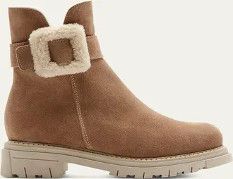 La Canadienne Dax Suede Shearling Buckle Booties